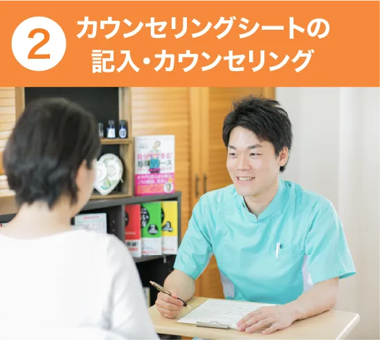 カウンセリグシートの記入・カウンセリング