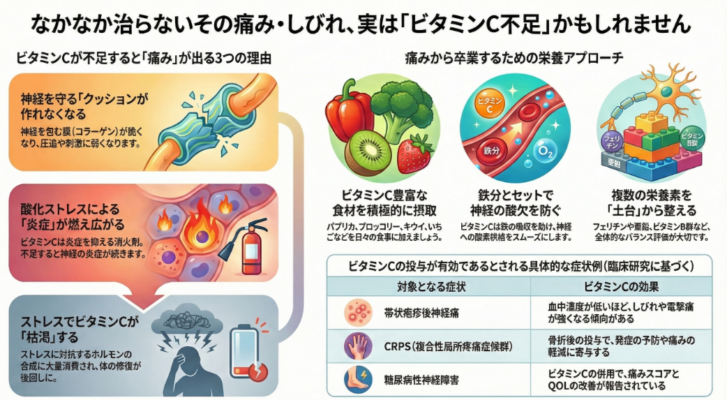 その痛み・しびれ、ビタミンC不足が原因かもしれません
